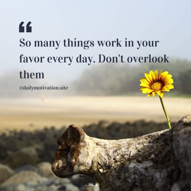 So many things work in your favor every day. Don't overlook them.